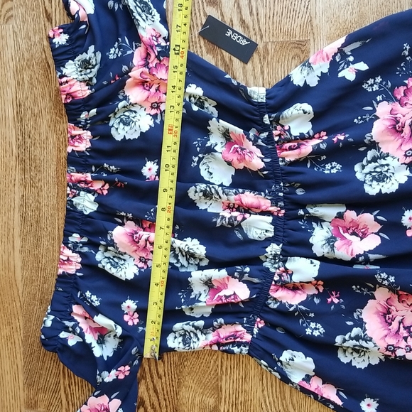 (M) NWT Ardene Floral Print Cold Shoulder Dress Summer Bohemian Indie Vacation - Picture 6 of 13